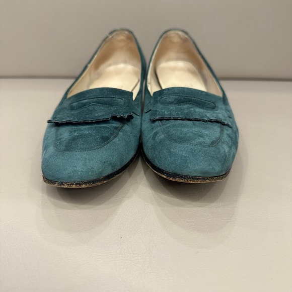 Vintage Salvatore Ferragamo teal suede loafers - Picture 5 of 10